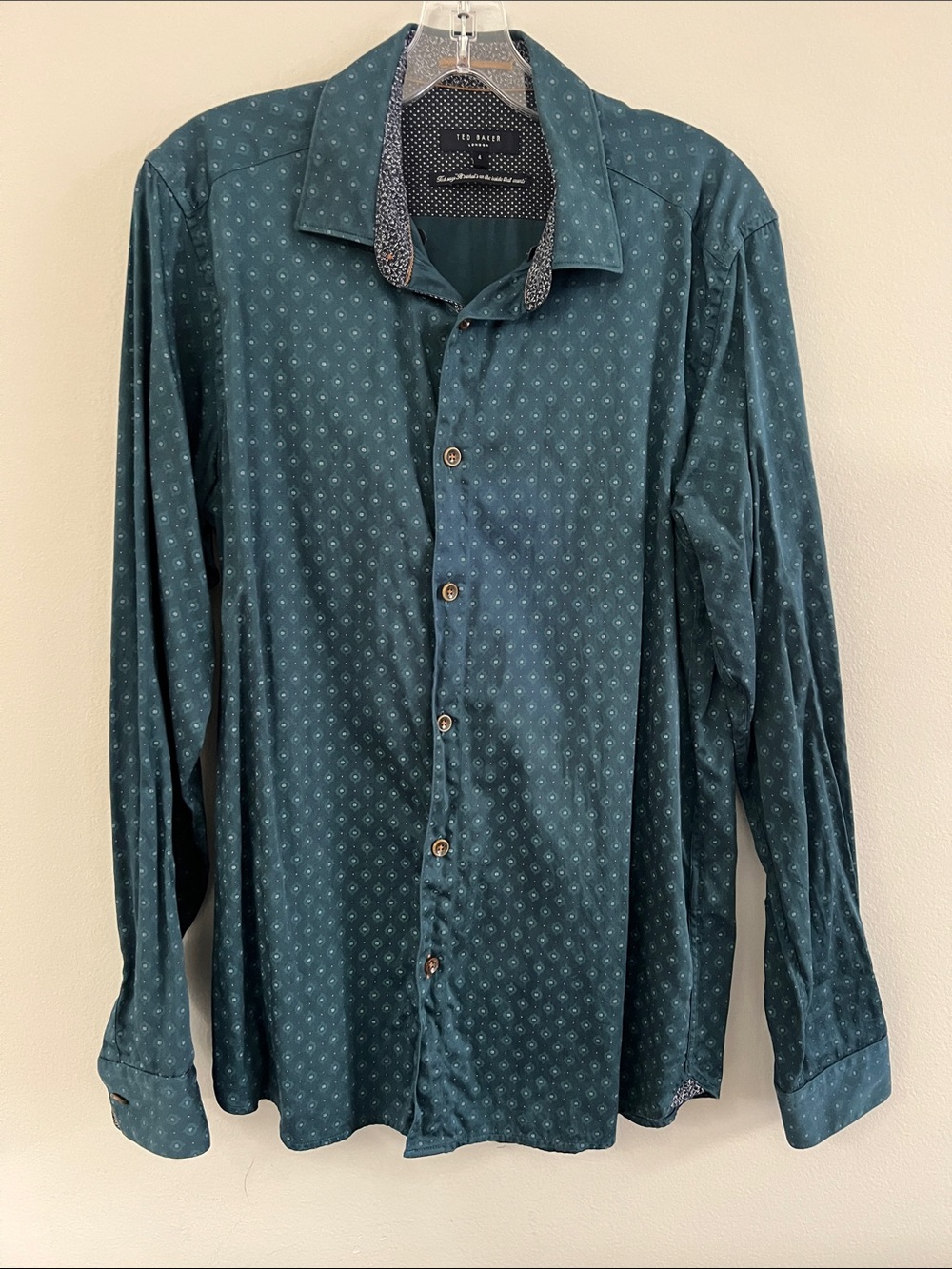 Ted Baker Men's Teal Micro-Print Button-Down Shirt
